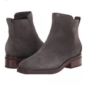 Cole Haan River Waterproof Suede Booties in Gray with‎ Wood Heel 8.5 NWOB